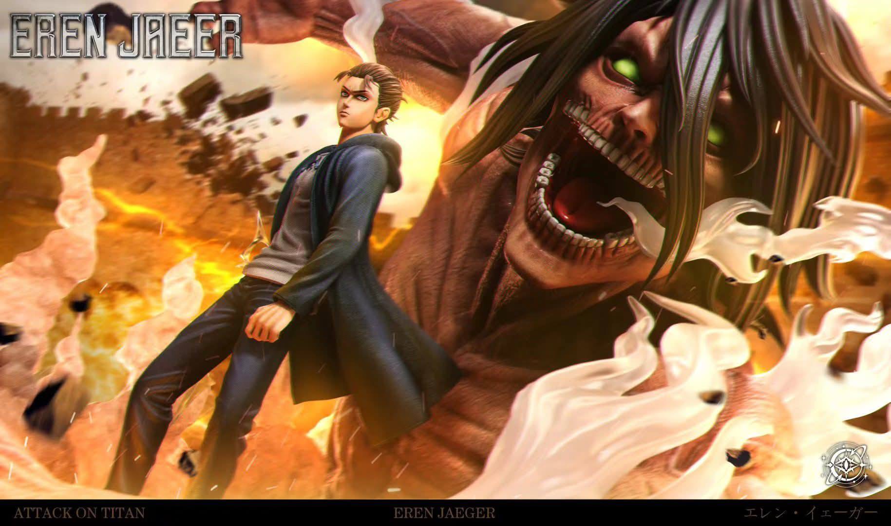 Eren vs Pieck resin statue Void Studio anime figure