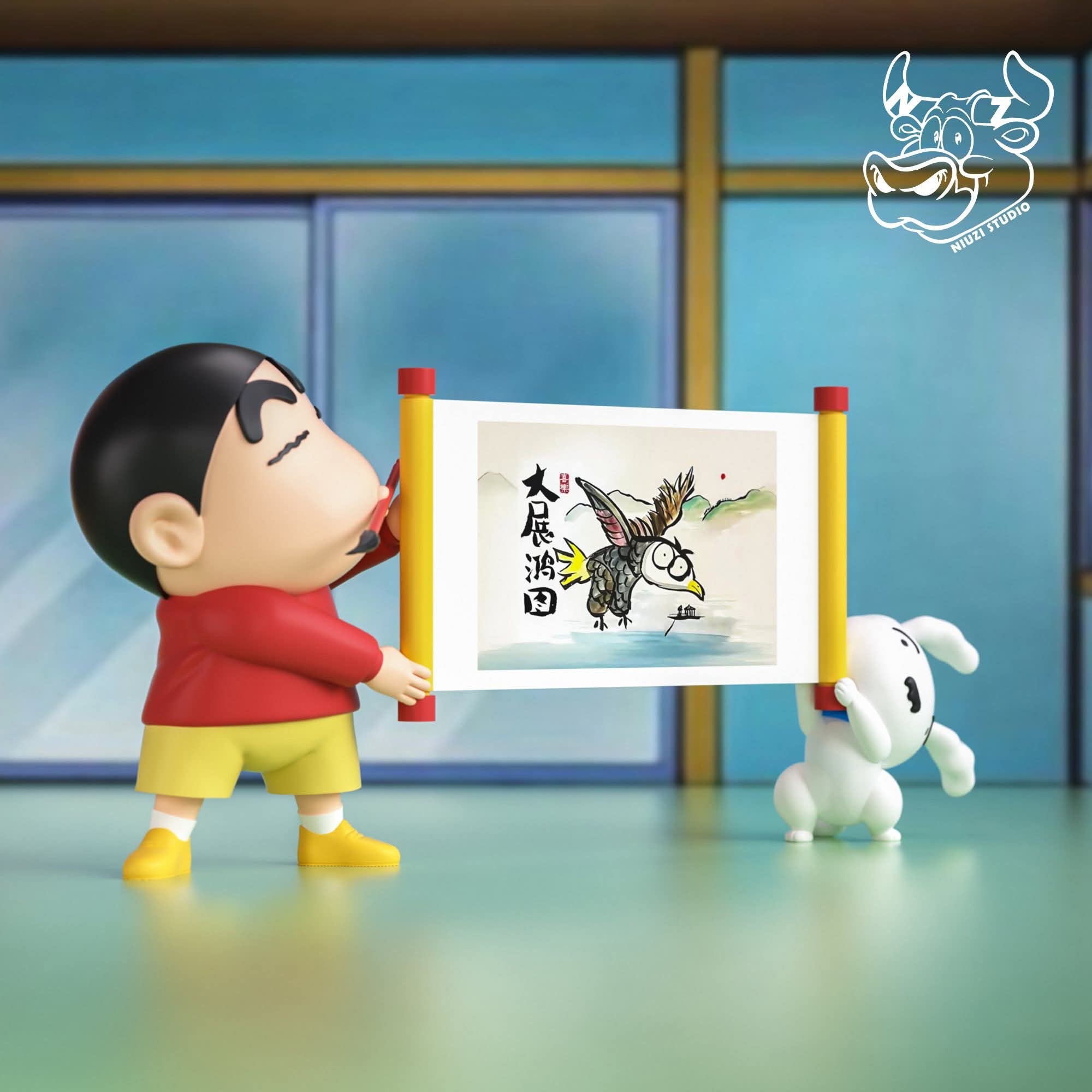 Great Ambition Calligraphy Shin - chan resin statue NIUZI Studio anime figure